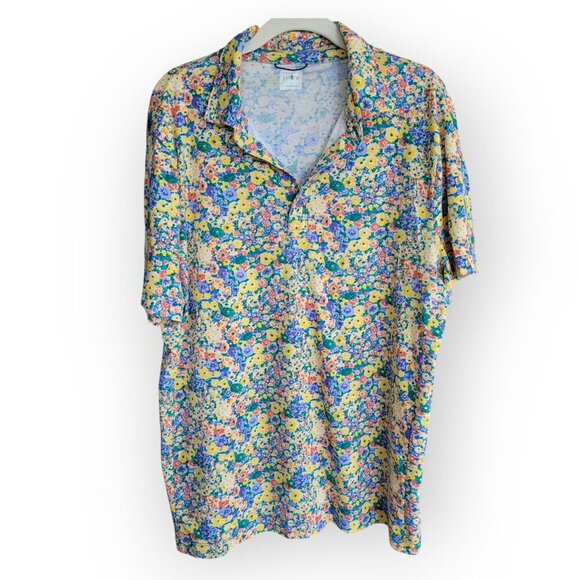 J.Crew Coolmax Performance Polo Shirt Yellow Barley Flower Mens Size L UPF 50 - Picture 3 of 15